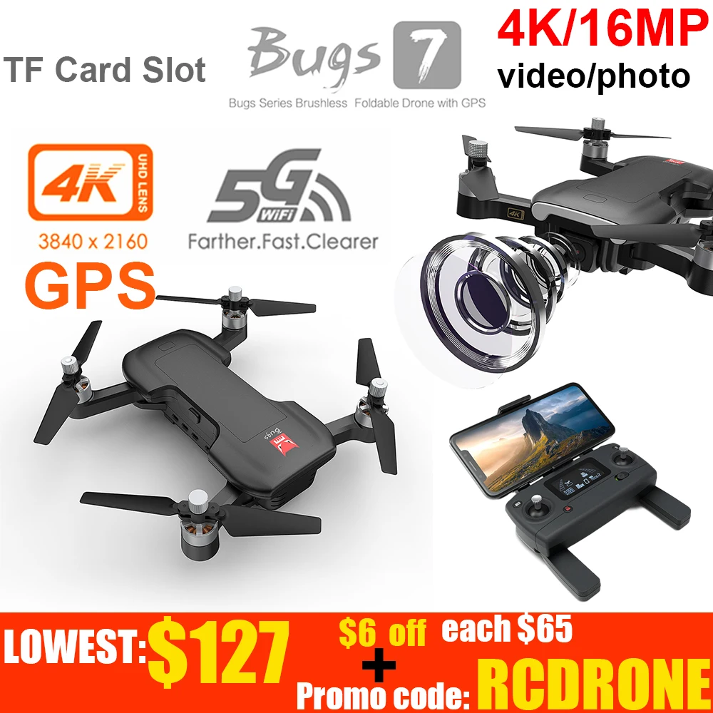 Clearance Price of  Professional mjx bugs 7 B7 GPS Drone quadcopter with 4K video camera rc quadrocopter gps smart foll