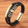 Men’s Multi-layer Leather Stainless Steel Metal Luxury Leather Bracelet Budget Friendly Accessories 