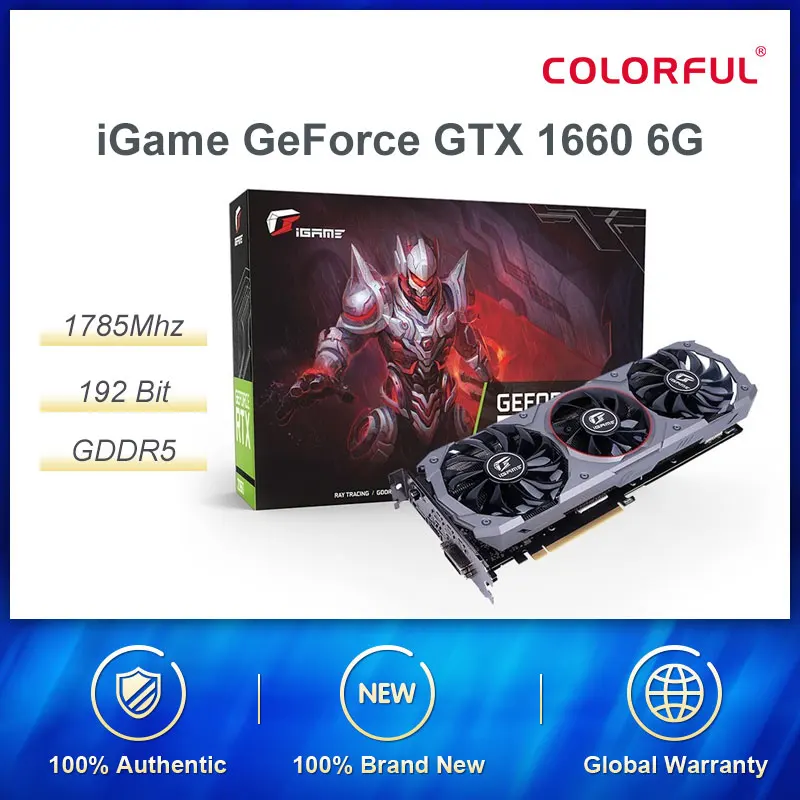  Colorful iGame GeForce GTX 1660 Advanced OC 6G Graphic Card Nvidia GPU GDDR5 1785Mhz Video Card 192