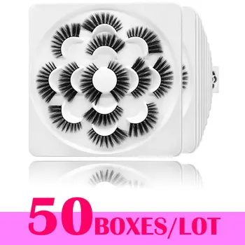 

50 boxes/lot 7 pairs 3D mink False Eye Lashes Set wholesale Soft Natural Eyelash Extension Multilayered Thick fake Eyelashes
