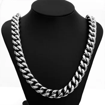 

Tisnium 15mm Cuban Men's Necklace Heavy Stainless Steel Chain Miami Choker Best Gift Hip-hop Boys Jewelry Accessories Hot Sale