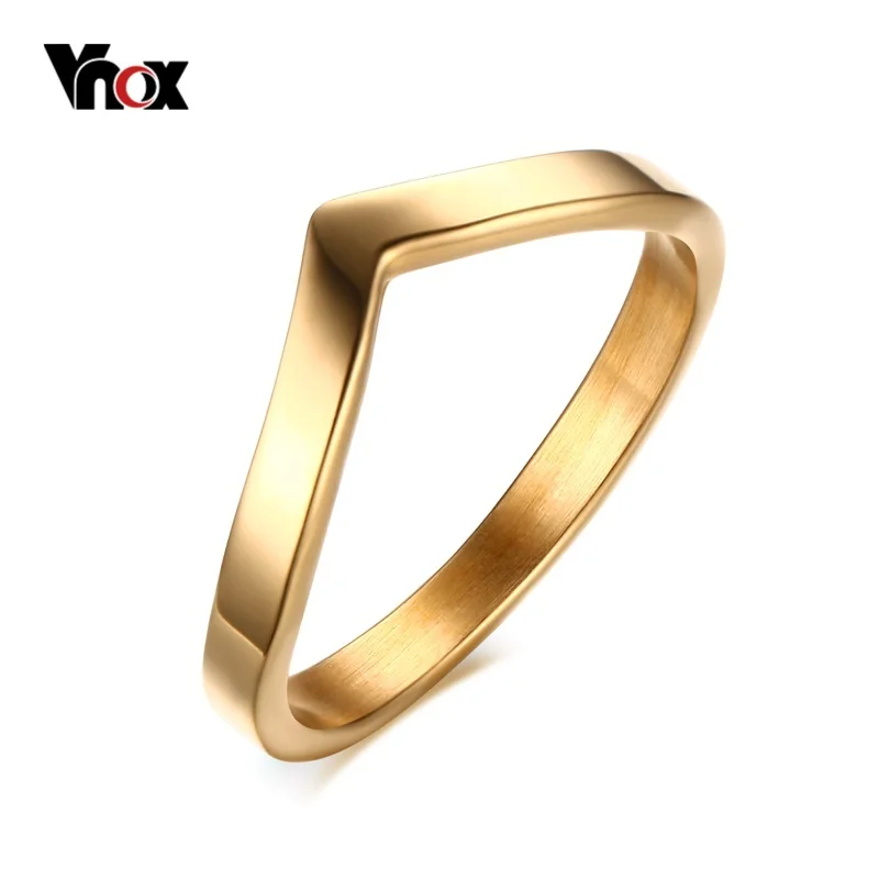 Vnox Fashion V Shape Ring Women S Chevron Rings Gold Color Titanium Steel Wedding Bands Rings For Women Wedding Band Ring Band Ringv Shaped Ring Aliexpress