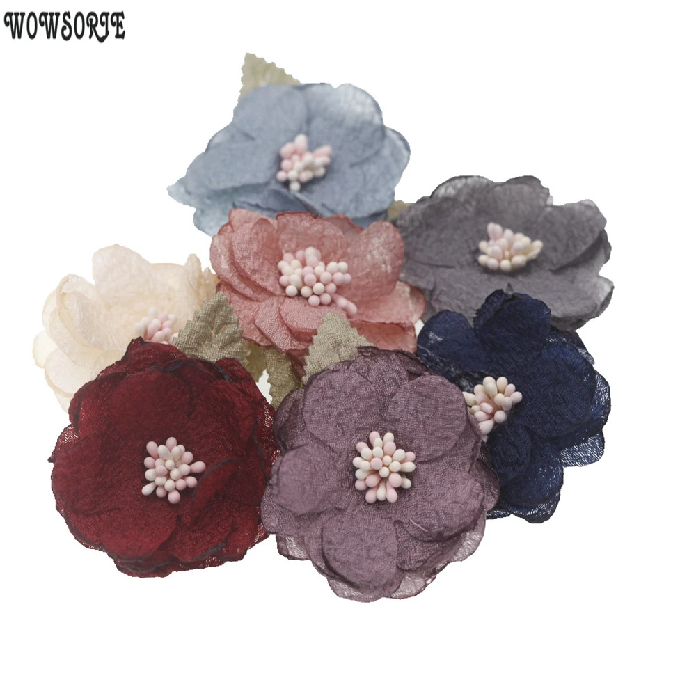 

5.5cm Baby Handmade Thin Leaf Flower Accessory Without Headband No Clips Headwear children girls Hair Accessories 10pcs/lot