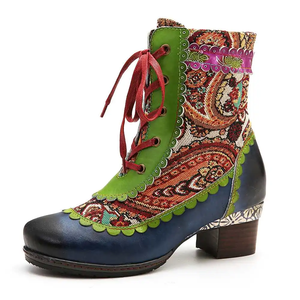 SOCOFY/сапоги с волнистыми кружевами; мягкие ботинки из натуральной кожи на низком каблуке; женская обувь; элегантная обувь; женская обувь;