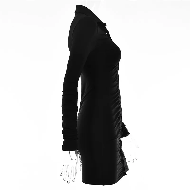 ARTICAT – Mini robe moulante froncée à boutonnage pour femme, tenue décontractée vintage et simple, nouveauté collection été 2021, Y2K