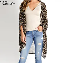 Celmia בציר קימונו קרדיגן נשים 2019 קיץ חולצות Loose Leopard מודפס חולצה מזדמן חוף כיסוי למעלה חולצה בתוספת גודל Blusas(China)