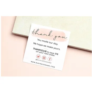 

MINI Business Insert card Shop Packaging Card Blush Pink Marble Insert Card Add LOGO Social Meida Cards Thank you cards