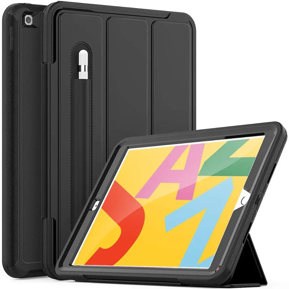 black Для iPad 7-го поколения Чехол-книжка сверхпрочный защитный чехол с функцией автоматического пробуждения/сна смарт-чехол для iPad 10,2 чехол - Цвет: black
