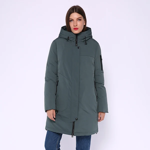 AORRYVLA бренд женская зимняя парка Женская куртка темно-серый с капюшоном длинное пальто биопухом пуховик теплая зимняя куртка Горячая модель - Цвет: Light Green