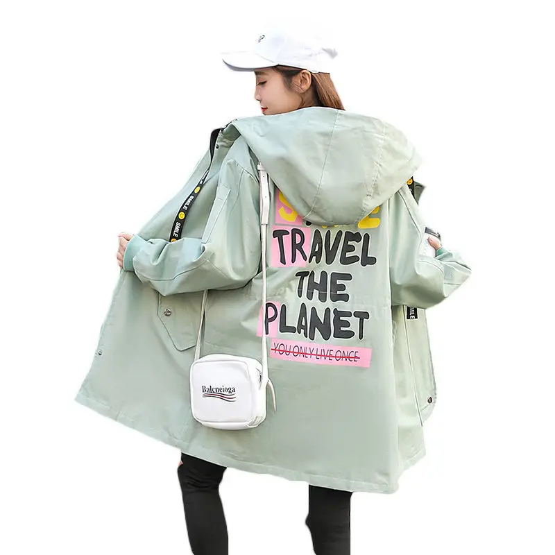 

2019 Spring Winter New Korean Loose Large Size Women Long Windbreaker Jacket Student Thicken Cotton Female Hooded Overcoat LQ743