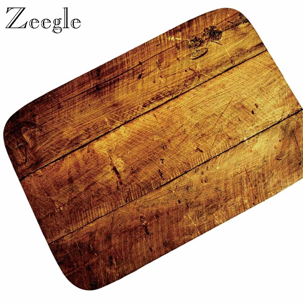 cheap Zeegle Wood Printed Door Mat Prayer Carpet Kitchen Mat Set Memory Foam Floor Rug Anti Slip Mats Welcome Hallway Carpets