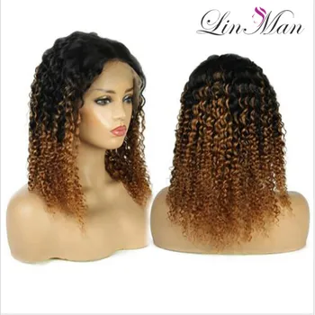 

13x1x6 Deep Part Ombre Brazilian Lace Front Human Hair Wigs With Baby Hair Curly Remy