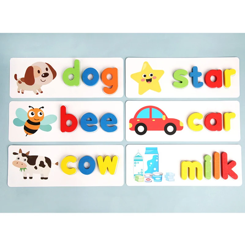Wooden Jigsaw Spelling Word Game Wooden Toy Early Education Jigsaw Puzzle ABC Alphabet Jigsaw Preschool Education Baby Toy gift
