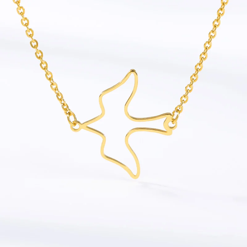 

New Fashion Hollow Swallow Pendants Necklaces for Women Handmade Gold Chain Wedding Jewelry Kolye Gift For Girl Choker Wholesale