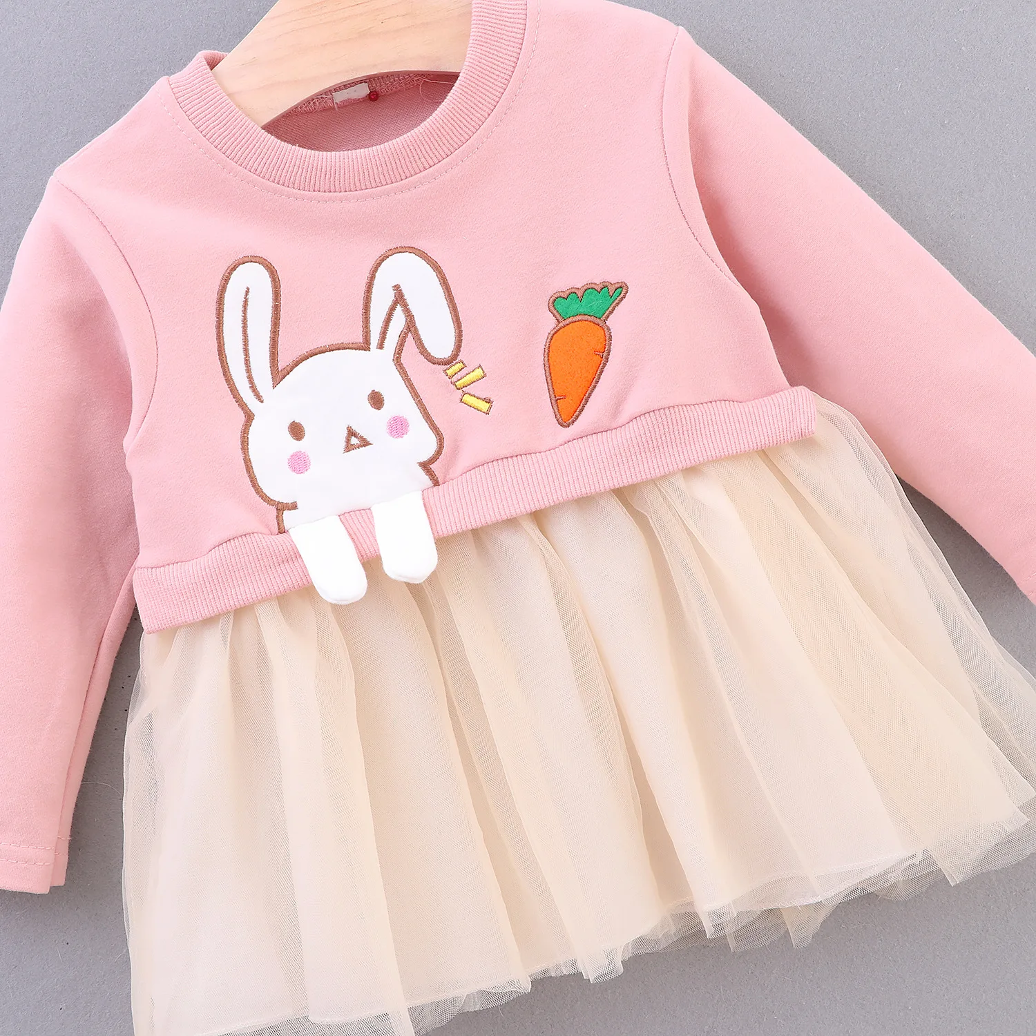 Одежда для девочек милое платье с кроликом для маленьких девочек кружевное платье с длинными рукавами платья принцессы из тюля для выпускного вечера