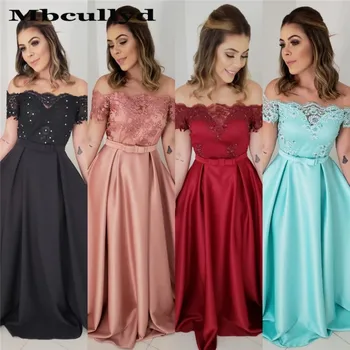 

Mbcullyd Luxury A-line Prom Dresses With Applique Lace 2020 Formal Dress Evening Gowns Red Short Sleeves robe de soiree