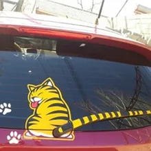 Автомобильные стеклянные декоративные наклейки забавный мультяшный Кот трясущийся хвост 3d Виниловые наклейки для дома авто задний стеклоочиститель стильные аксессуары