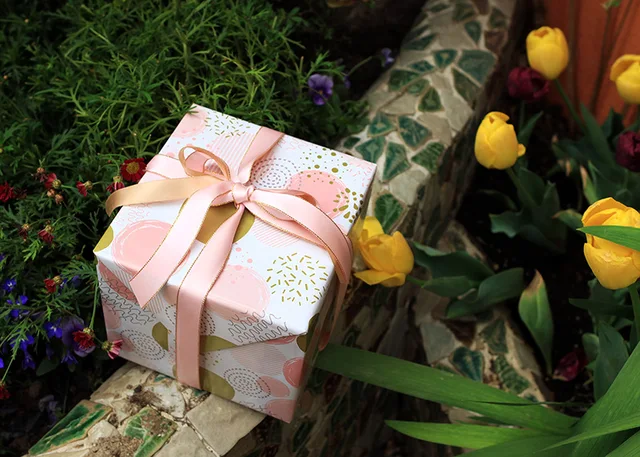 Papier D'Emballage Cadeau Rose Coeur D'Amour Aluminium Dégradé