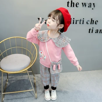 

2020 new autumn toddler girl clothes teen girls clothing teenagers clothes suit for girls top+legging+bag three pieces/set