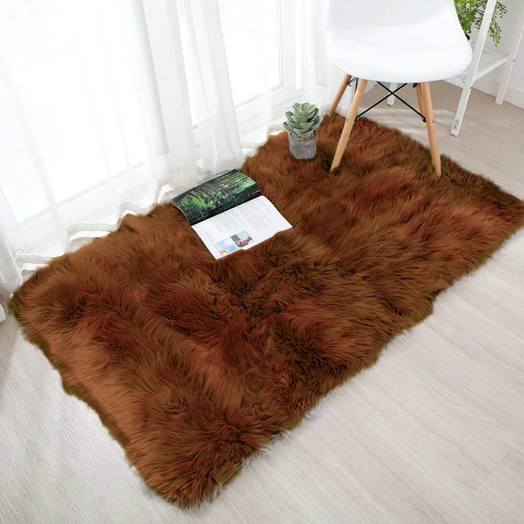 Ковры коврики шерсть имитация сплошной цвет rectangleSheepskin ковры искусственная кожа Нескользящие Спальня лохматый ковер коврики cubrecamas para invierno, одежда для детей