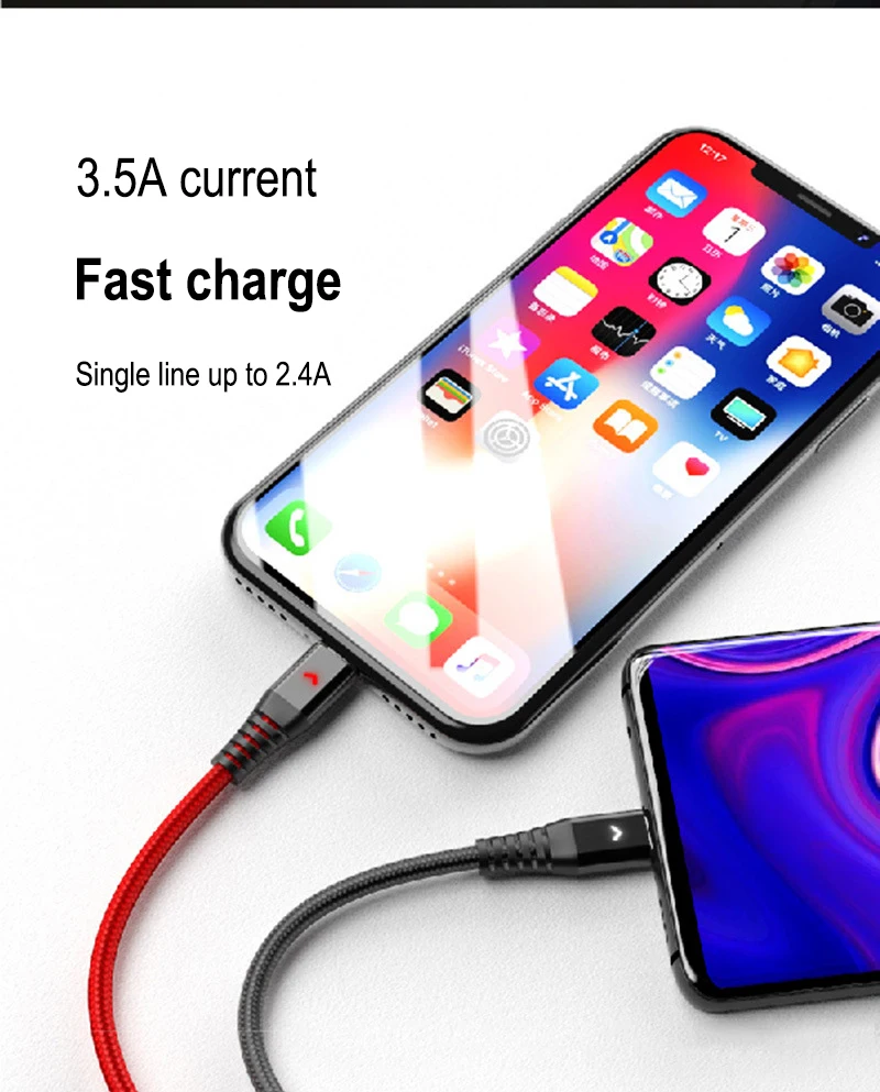 3в1 светодиодный usb кабель для зарядки 3в1 Micro usb type C 8-контактный кабель для зарядки iPhone huawei Мульти Usb порт несколько Usbc телефонный кабель