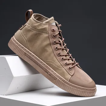 

New Pattern Men's Sneakers High Top Casual Shoes Men Lace Up Round Toe Casual Shoes Male Street Fashion Chaussures