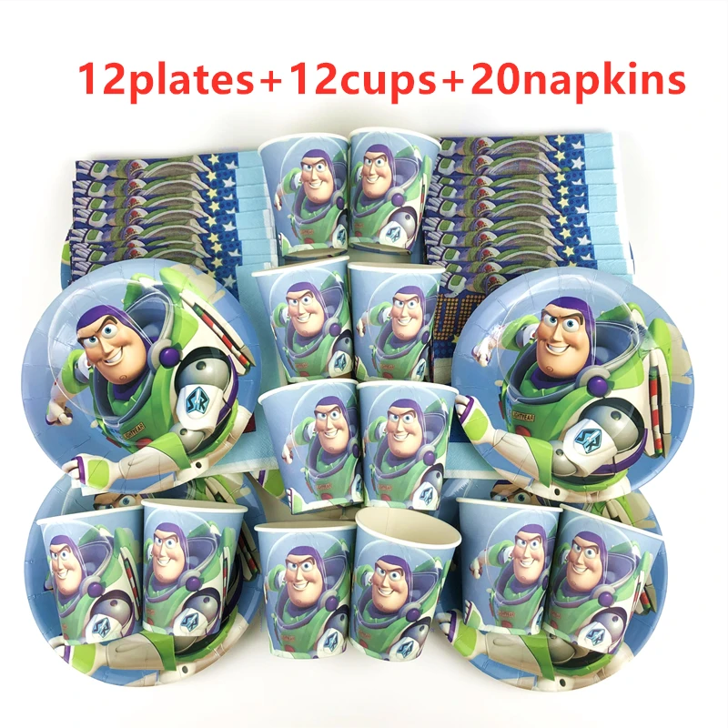 44pcs Cartoon Disney Toy Story Kid Birthday Party Tableware Cups Plates