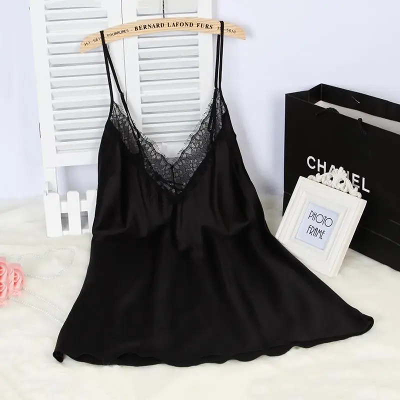 Сексуальные женские Кружево Satin Robe платье однотонные мягкие ночная рубашка кимоно халат пижамы свадебные туфли невесты Халаты - Цвет: Black Nightie