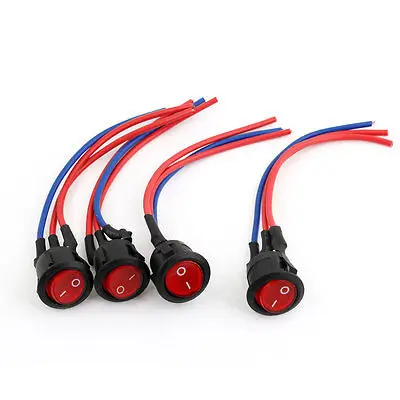 

Auto Car 250VAC 10A SPST Red Light Indicator ON/OFF Rocker Switch 4 Pcs
