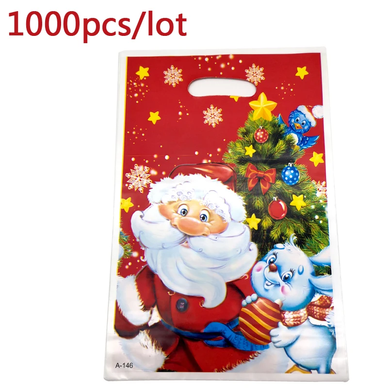 1000 шт./лот оптовая продажа Детские вечерние сумки с изображением Санта Клауса для