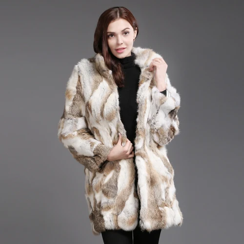 natural yellow Новинка, зимнее женское пальто с натуральным мехом кролика, натуральный теплый мягкий длинный кроличий мех, женская качественная верхняя одежда из натурального кроличьего меха - Цвет: natural yellow