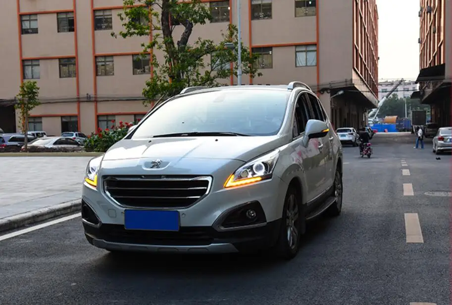 2шт 2013 год, автомобильные фары bupmer для peugeot 3008 светодиодные дневные ходовые огни на передних фарах HID ксенон, противотуманная фара для peugeot 3008