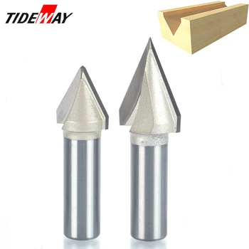 

Tideway 1/2" 12.7mm Shank 60 Degree V Groove Bit CNC Solid Carbide End Mill 3D Router Bits Wood Woodworking Milling Cutter