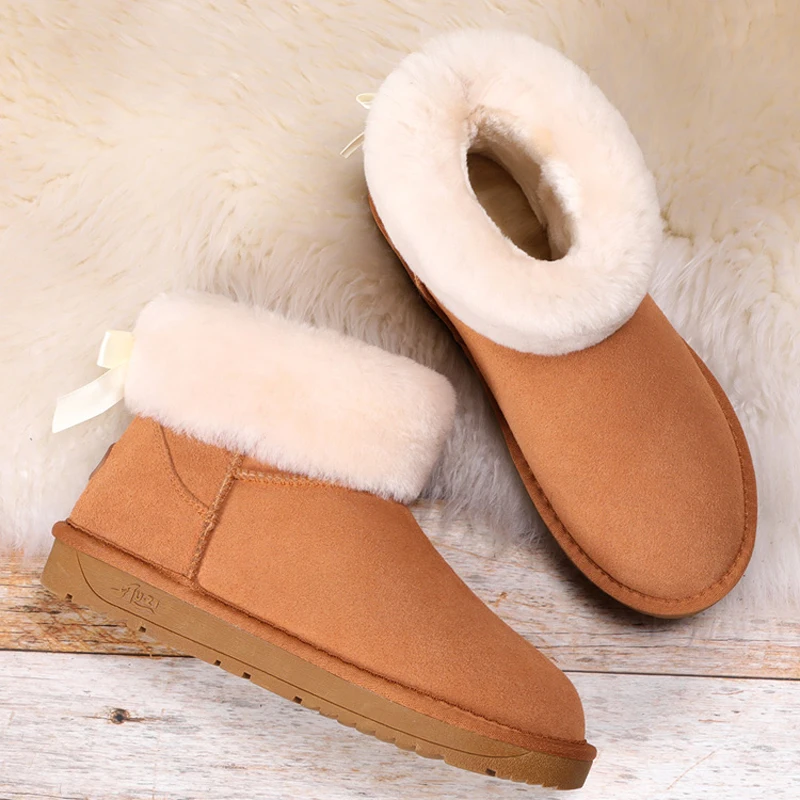 Minmclas/женские зимние ботинки из овечьей кожи на меху женские короткие Новинка 2019