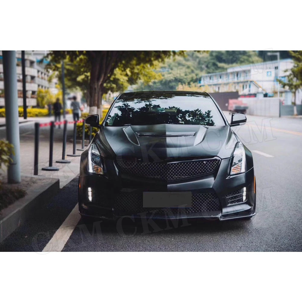 PP передний набор для бампера, кузова для Cadillac ATS- карбоновое волокно головка подбородок спойлер двигателя капот Гриль сетка автостайлинг