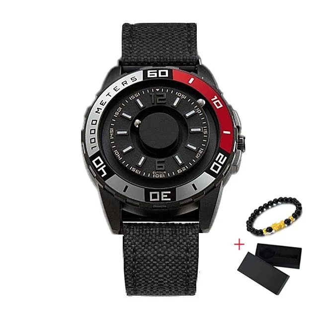 Новые EUTOUR наручные часы с магнитным шаром, силиконовый ремешок, дизайнерские часы для мужчин, повседневные кварцевые мужские наручные часы, Прямая поставка - Цвет: Black Black Nylon