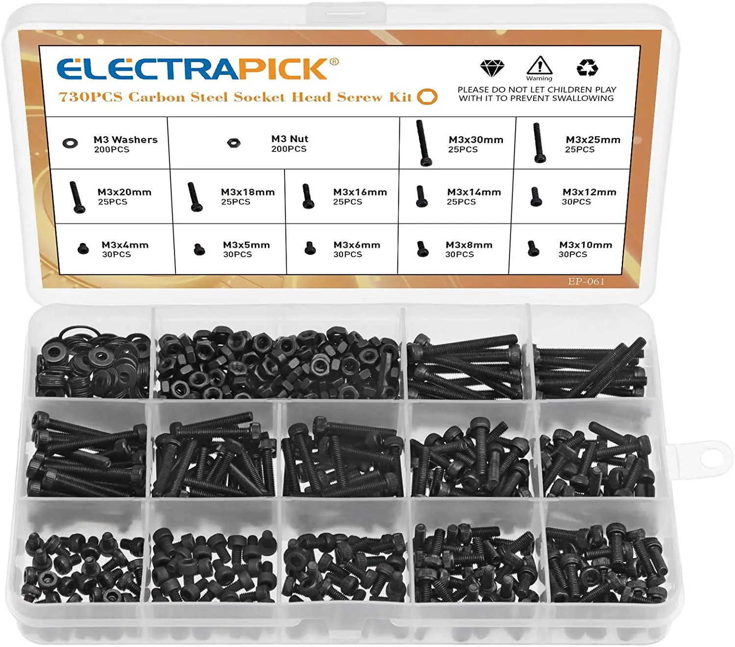 Hexagonal, Hex, M3, Computador, Notebook, Laptop, Washer Kit, 730Pcs