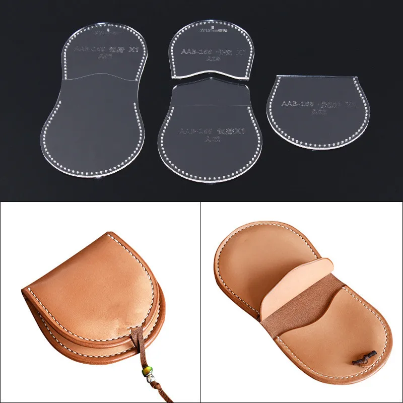 

DONYAMY 1 Set DIY Coin Purse Mini Purse Wallet Template Clear Acrylic Leather Pattern Leathercraft