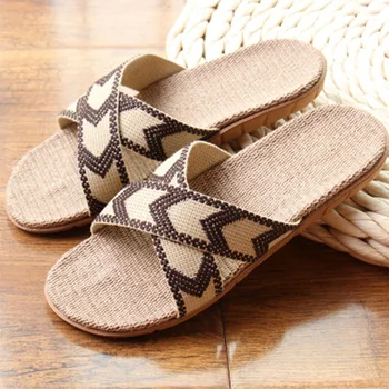 

Woman Casual Hemp Slippers Women Open Toe Slides Ladies Flats Women's Fashion Beach Lover Shoes Female Footwear Plus Size