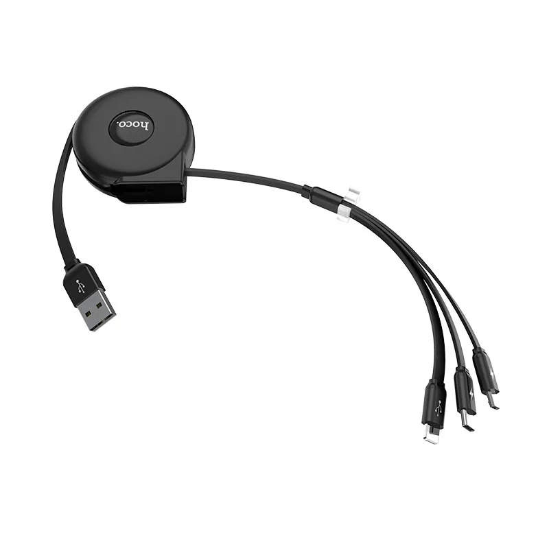 HOCO U50, 10 шт./лот,, 1 м, три в одном, USB кабель для iPhone, кабель типа C, микрокабель для samsung, USB C кабель
