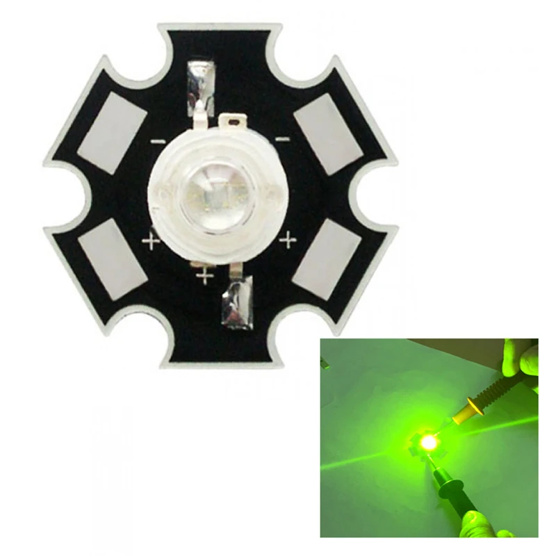 100 шт./лот 3W Высокая мощность led Chartreuse 560NM-565NM Светодиодная лампа с 20 мм основанием