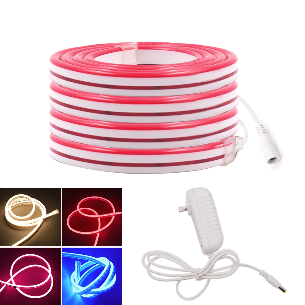 

12V LED Neon Light LED Strip SMD 2835 120LED/m IP68 Flex Neon Strips US EU Power Plug 6x12mm Neon Sign For Bar Home Shops