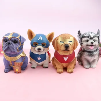 

New Fashion cute puppy Resin piggy bank for money super dog decoration toy model birthday gift for children