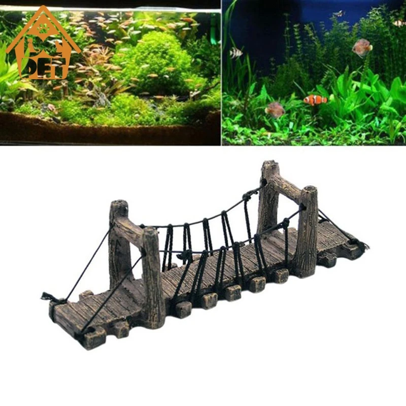 

Imitation Bridge Decor For Turtle Terrace Aquarium Ornaments Fish Tank Landscape Wood Color Bridges Aquarium Decoration