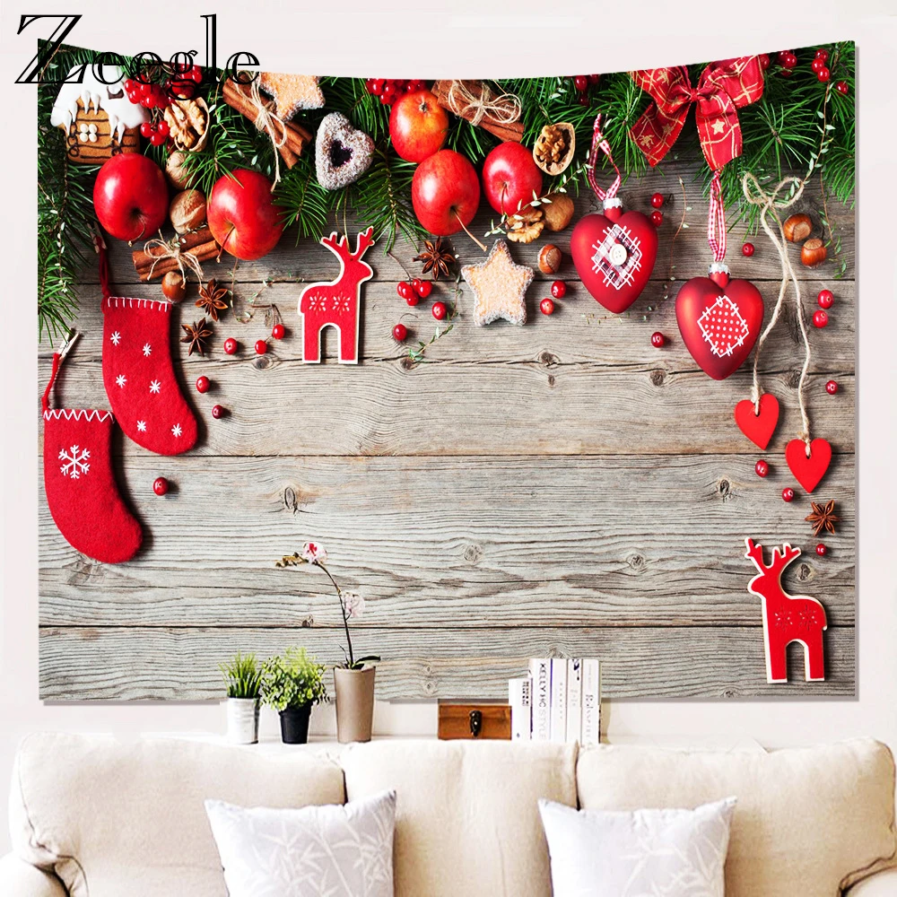 Zeegle Christmas Tapestry Waterproof Decoration Living Room Bedside Wall Hanging 3D Printed Sofa Christmas Decorations for Home