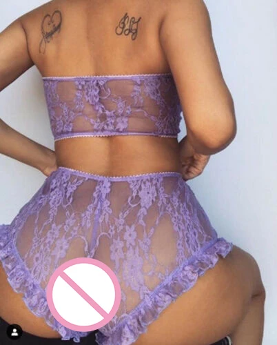 Sexy Women's Lace Tulle Lingerie Sets Heart Print Ruffles Exotic Sets Sleepwear Babydoll Sexy Underwear Nightwear Pajamas Set