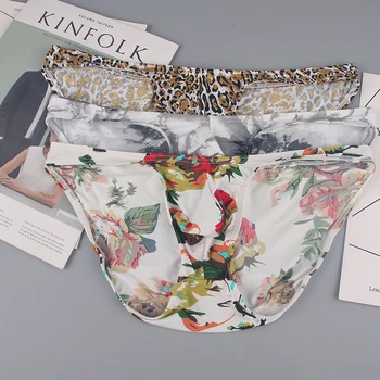 

3 Pcs/Lot New Arrivals 2020 WOXUAN Brand Men's Leopard Briefs Polyester and Spandex Gay Funny Bulge Pouch Jockstraps Panties