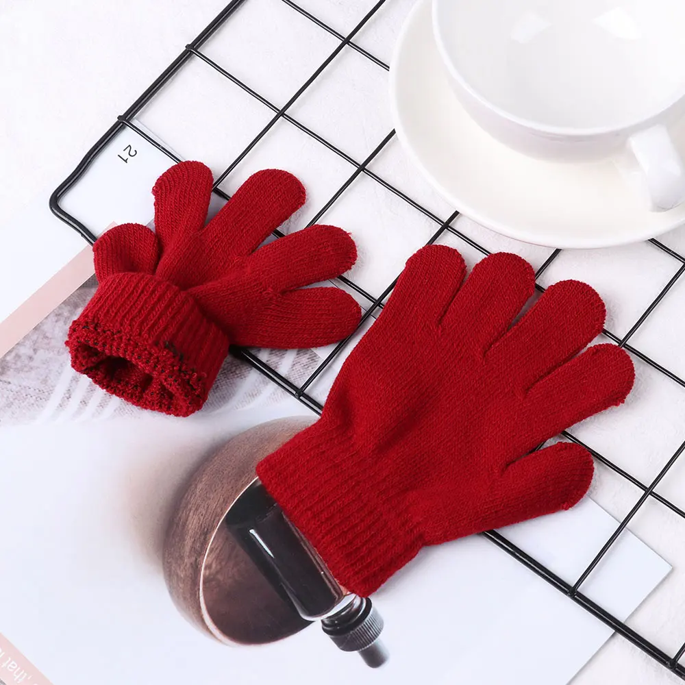 1 Pair Child Magic Glove Girl Boy Kid Stretchy Knitted Winter Warm Full Finger Gloves Children's Figure Skating Special Gloves