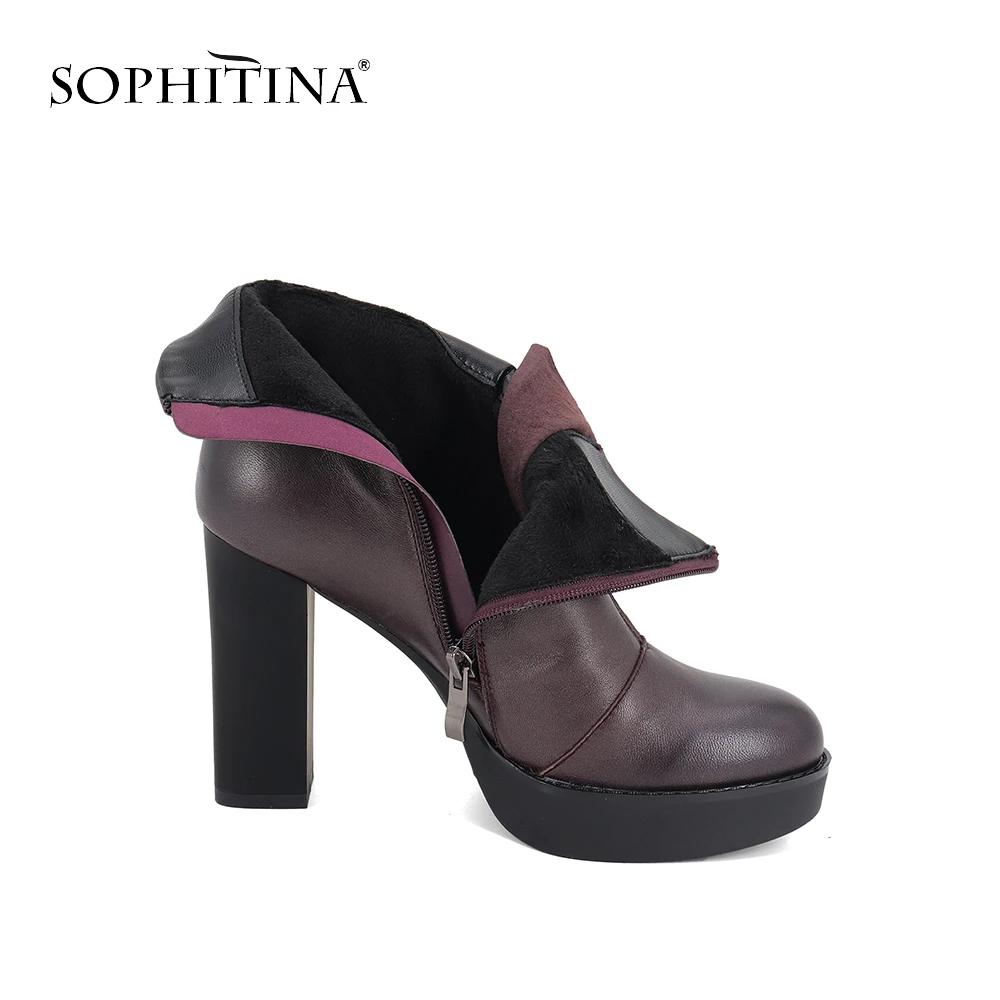 SOPHITINA/удобные женские ботинки с круглым носком; модная новая обувь из высококачественной натуральной кожи на молнии; Лидер продаж; ботильоны; SC347