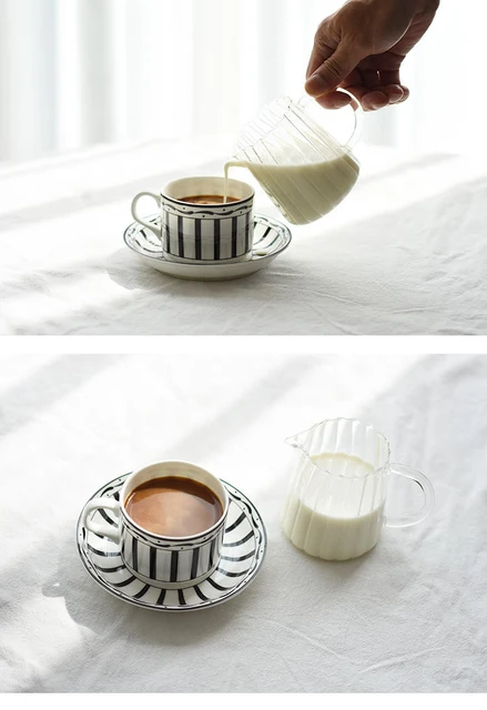 Japanese Simple Manual Stripe Small Milk Pot Heat-resistant Glass